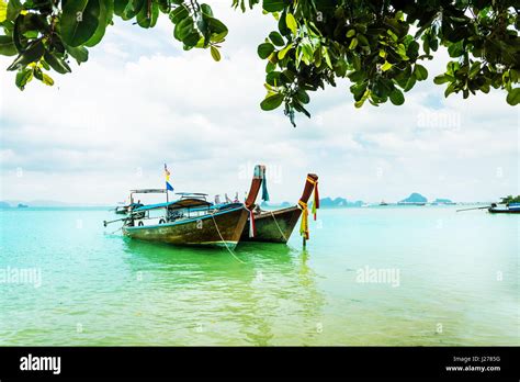 Long Tail Boat Tropical Beach Krabi Thailand Stock Photo Alamy