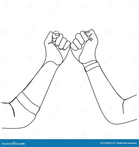 Continuous Line Drawing Of Fist Bump Vector Illustration Stock Vector