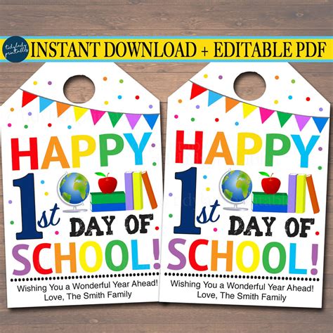 Happy First Day Of School Back To School Printable Tags Tidylady