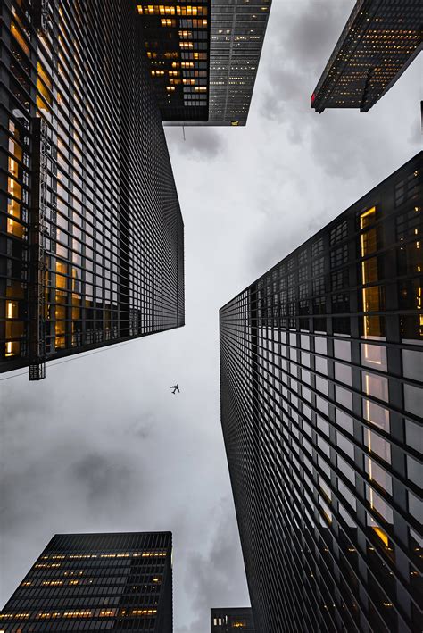 Architectural Photography Airplane Buildings Skyscrapers Bottom View