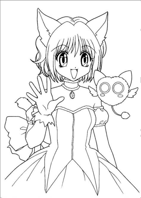 Online Coloring Pages Coloring Page Girl Cat Anime Download Print