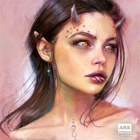 Succubus By Fantasio Art Girl Face Drawing