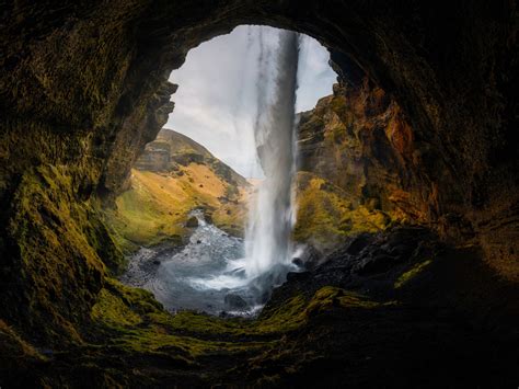 Desktop Wallpaper Mountains Cave Nature Waterfall Hd