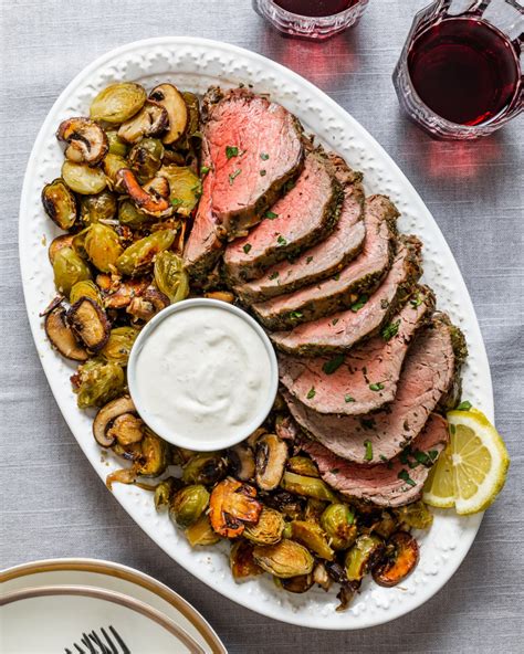 Butter, white peppercorns, beef bouillon powder, heavy cream and 5 more. Sheet Pan Beef Tenderloin with Mushrooms and Brussels Sprouts | Recipe | Sheet pan dinners, Beef ...