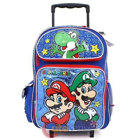Super Mario Luigi Dream Team Star School Roller Backpack 16 Large