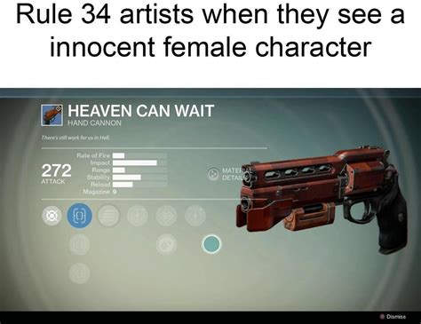 Rule 34 Artists When They See An Innocent Female Character Destiny Guns Destiny Heaven Can