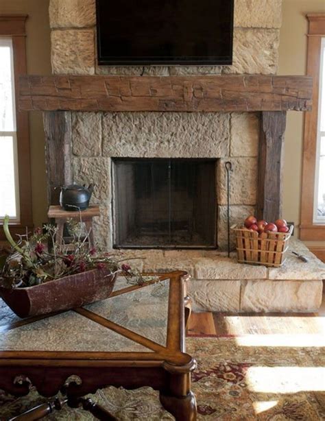 Rustic Full Surround Mantel Made From 8 X 8 Wood Beam Fireplace