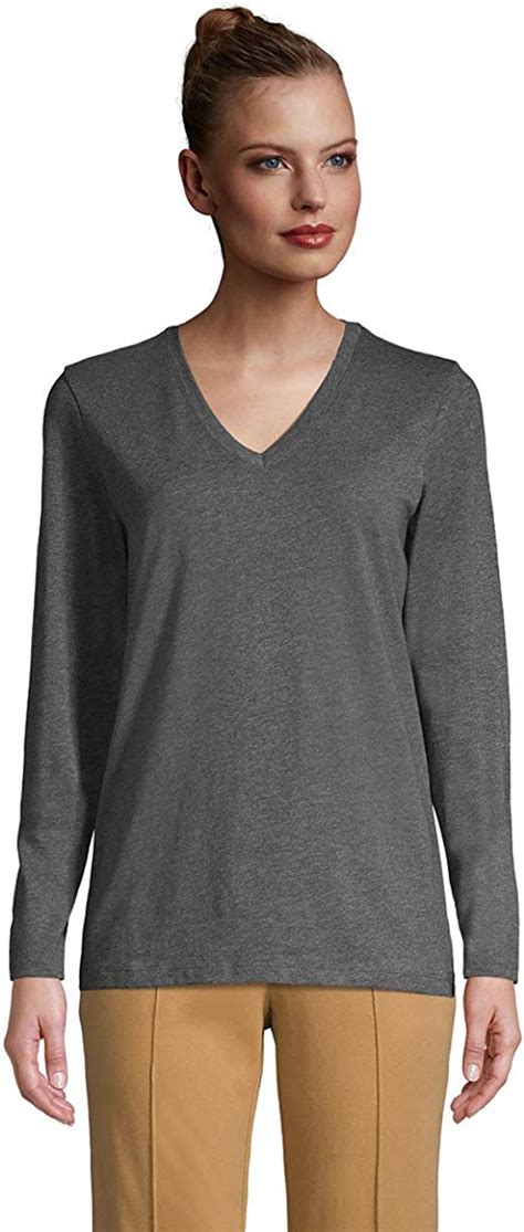 lands end women s relaxed supima cotton long sleeve v neck t shirt at amazon women s clothing store