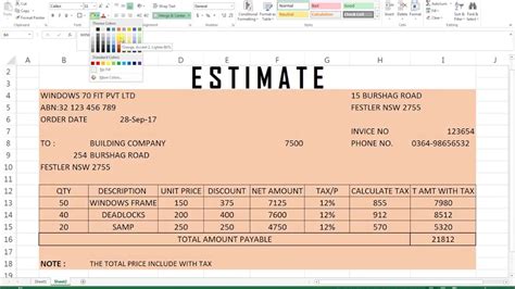 How To Create An Estimate Sheet In Excel ~ Excel Templates