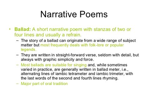 Examples Of Narrative Poems