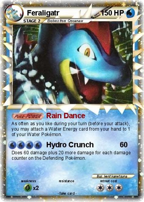 It can mega evolve into mega feraligatr using the feraligatite. Pokémon Feraligatr 350 350 - Rain Dance - My Pokemon Card
