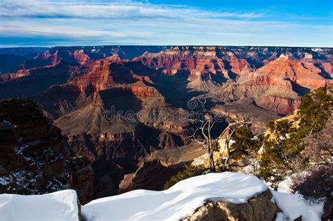 Snow Capped Canyon View In World Famous Grand Canyon National Park