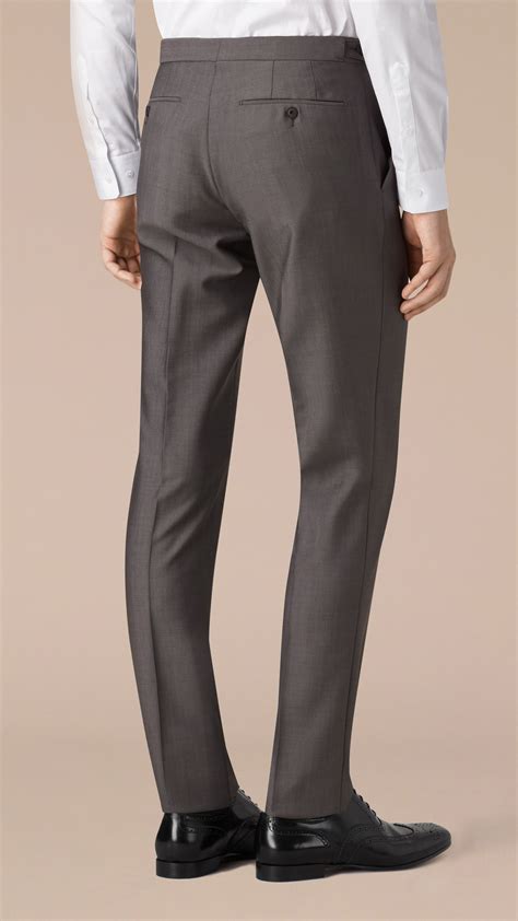 Lyst Burberry Slim Fit Wool Mohair Trousers In Gray For Men