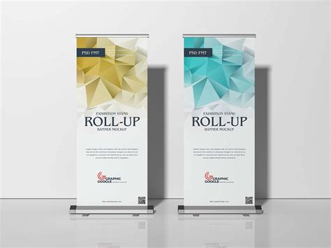 Free Exhibition Stand Roll Up Banner Mockup Psd