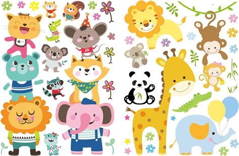 Cuddly Animals Window Decals For Kids Double Sided