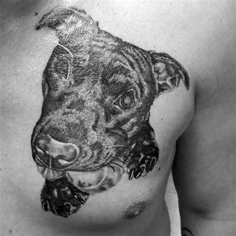 Restoration fix pitbull tattoo by enoki soju. 50 Pitbull Tattoo Designs For Men - Dog Ink Ideas