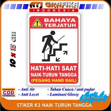 Jual Stiker Hati Hati Naik Turun Tangga Bahaya Terjatuh Sticker K3