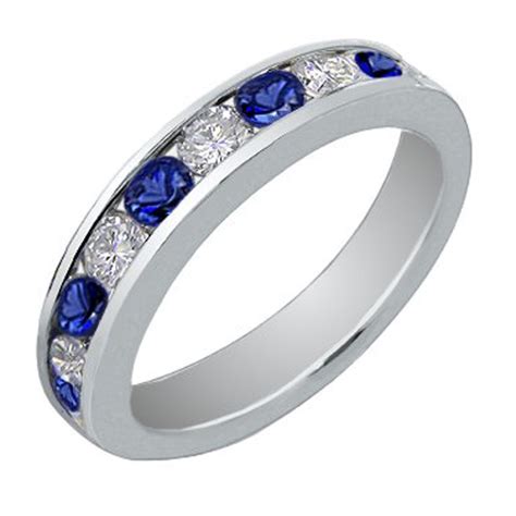 Alternative & holistic health service. 1.00 Ct Round Cut Diamond And Blue Sapphire Wedding Band Ring