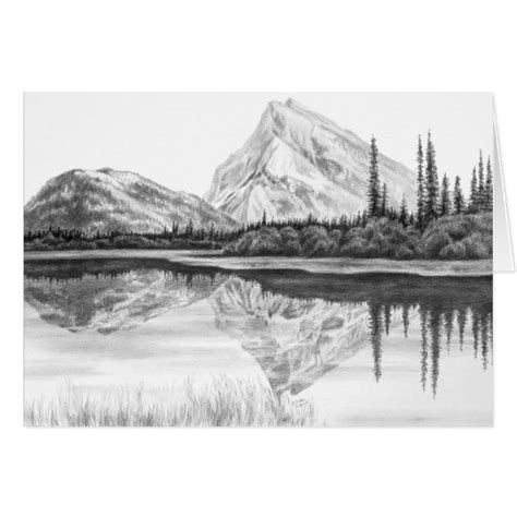 Mountain Lake Landscape Drawing By Kelli Swan Zazzle Com Landscape Pencil Drawings