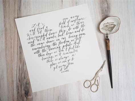 Heart Shaped Calligraphy Poem Custom Poem Valentines Day Etsy