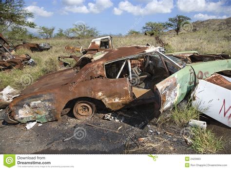 Rusty Car In Junkyard Stock Image Image Of Rusted Used 2423963