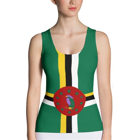 Dominica Flag Womens Fitted Tank Top Properttees