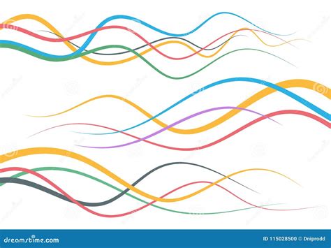 Set Of Abstract Color Curved Lines Stock Vector Illustration Of Color