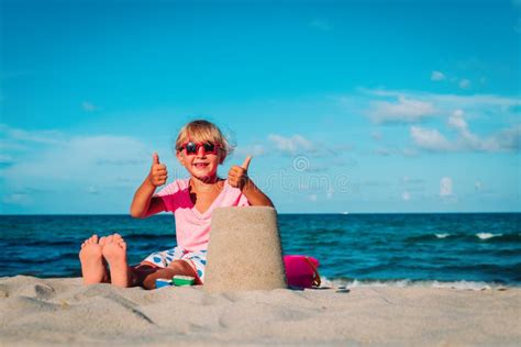 Cute Little Girl Play With Sand On Beach Stock Image Image Of Nature