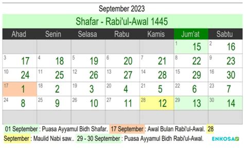 Kalender Hijriyah September 2023 Informasi Kalender Hijriyah Untuk