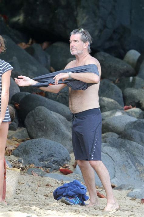 Aloha Shirtless Pierce Brosnan Frolics With Wife Keely Shaye Smith