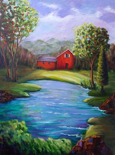 House By The Lake Painting By Rosie Sherman Fine Art America