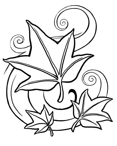 Free coloring pages of autumn leaf