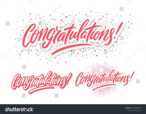 Congratulations Greetings Set Vector Lettering Stock Vector Royalty