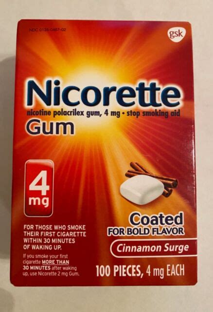 Nicorette Cinnamon Surge 4mg Nicotine Gum 100 Count For Sale Online Ebay