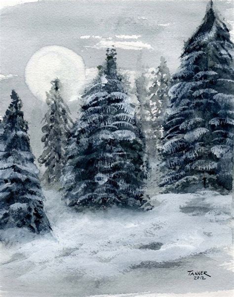 Watercolor Print Fine Art Print Winter By Windingroadgallery 2500