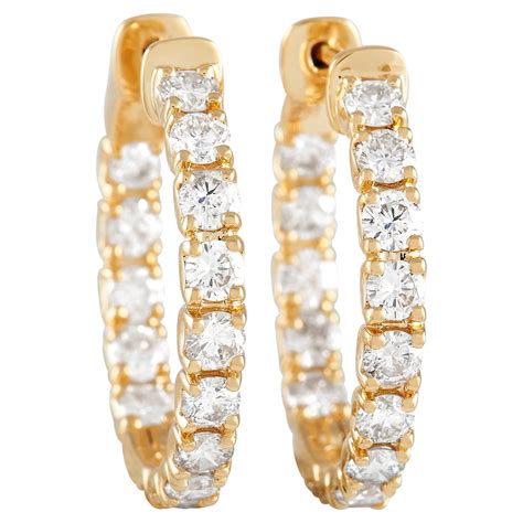 LB Exclusive 18K Yellow Gold 2 05 Ct Diamond Inside Out Hoop Earrings