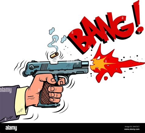 Shot From A Gun Comic Style Attack Bullet Attack Stock Vector Image