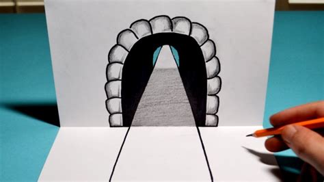 How To Draw A 3d Tunnel Easy Trick Art Optical Illusion Drawing Easy