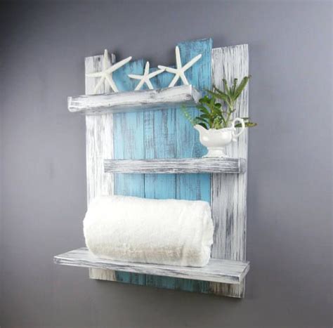 Home decor bathroom supplies vintage washable rustic wood shower curtain with hooks 3d print mildew resistant curtains dw184. Coastal Bathroom Shelving Over The Toilet Reclaimed Wood ...
