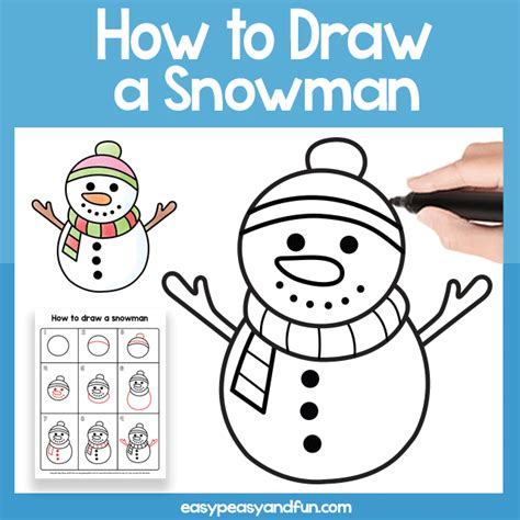 Snowman Guided Drawing Printable How To Draw Draw A Snowman Guided