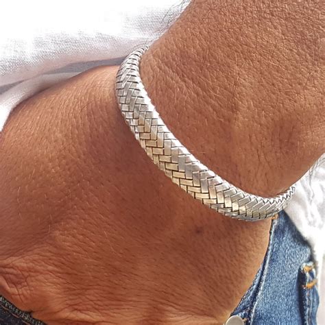 Braided Silver Bracelet Cuff Style 925 Sterling Vy Jewelry