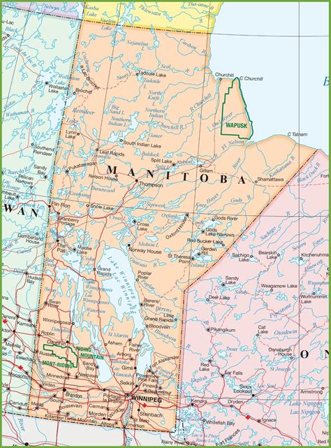Large Detailed Map Of Manitoba With Cities And Towns Map Detailed