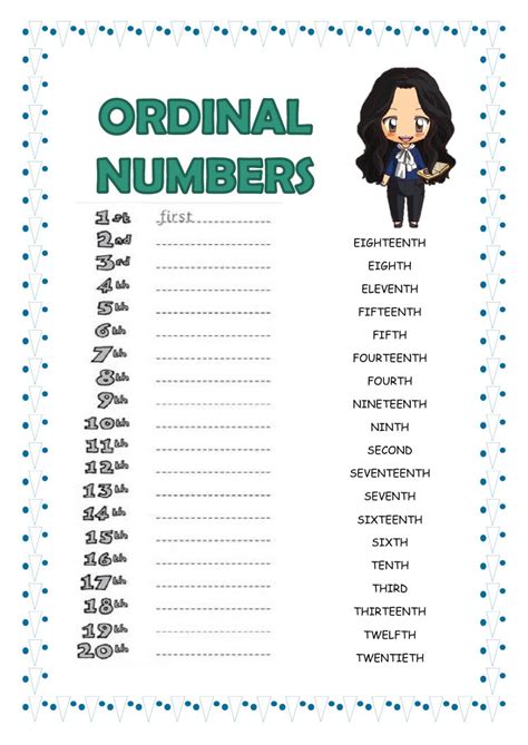 Ordinal Numbers 1 To 100 Worksheet
