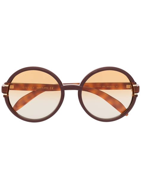 gucci eyewear tortoise shell round frame sunglasses farfetch