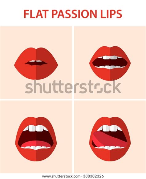 Flat Sexy Passion Red Lips Vector Stock Vector Royalty Free 388382326 Shutterstock
