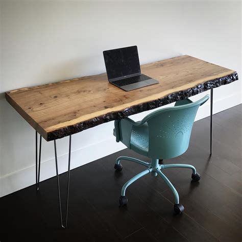 Hand Crafted Elm Live Edge Desk By Bolt Woodworks