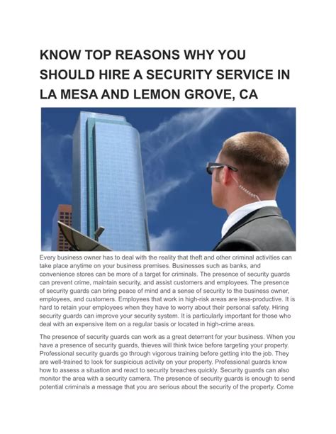 Ppt Know Top Reasons Why You Should Hire A Security Service In La