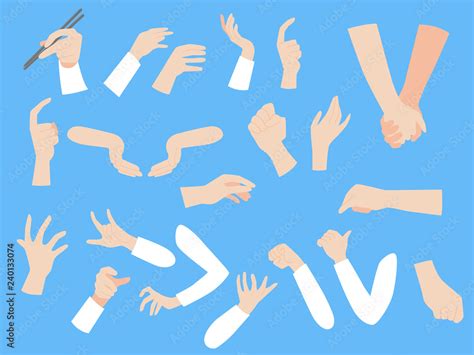 Set Of Human Hands With Different Gestures Collection For Design