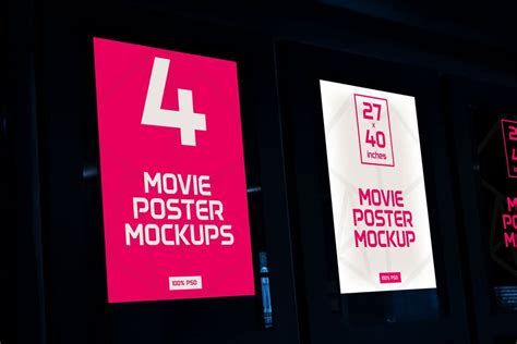 13 Unique Cinema Poster Mockup In Psd Template Mockup Den