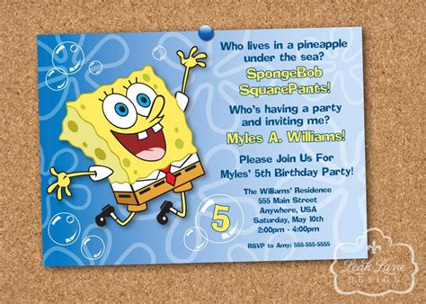 Spongebob Squarepants Birthday Invitation